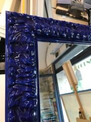 Glossy blue Baroque-style mirror frames