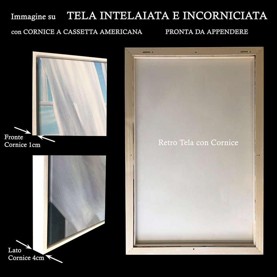 Tela intelaiata con cornice all americana