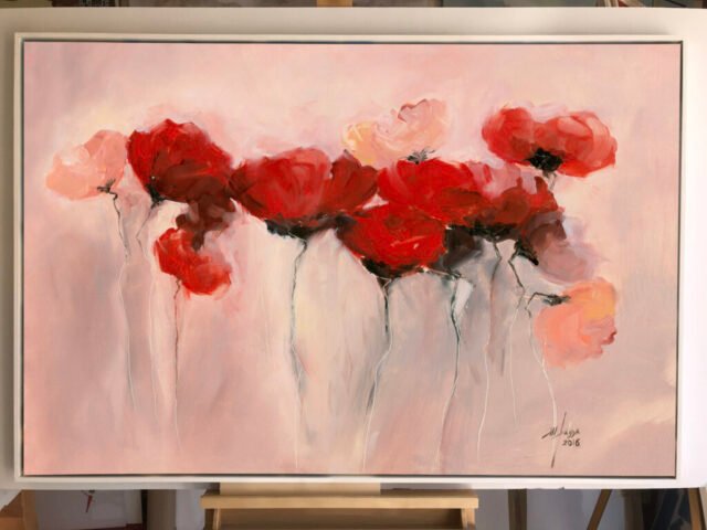 white float frame - floral subject on canvas