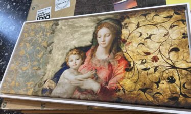 art print on canvas with shadow frame Madonna with child