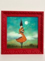 Custom framing – theme: modern surrealism – cherry-red frame